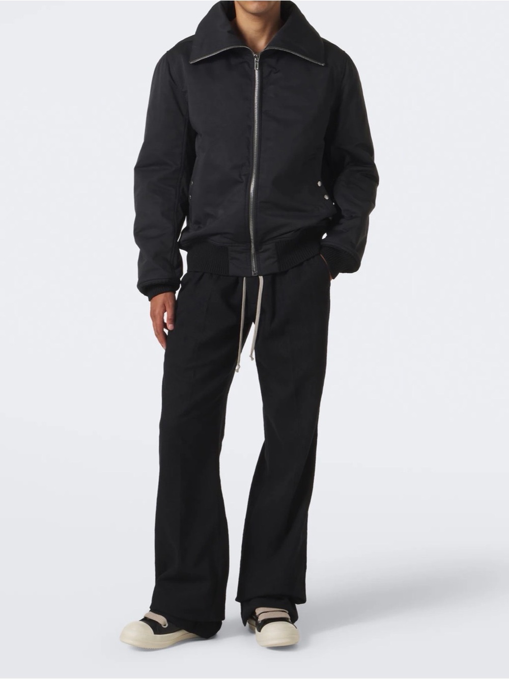 Rick Owens Black and Cream Low-Top Sneakers